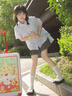 莜仙格學院風甜美襯衫女短袖春夏季新款甜美寬松休閑感襯衣百褶裙套裝 襯衫+灰色百褶裙 L 110-125斤 曬單實拍圖