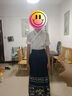 羅蒙女童馬面裙套裝中秋款兒童漢服新中式古裝演出服 藏青色套裝 130 曬單實(shí)拍圖