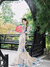 卡悠萊（KAYOULAI）中式婚禮新娘服裝鳳冠霞帔整套婚紗藍(lán)金色高級(jí)感秀禾服婚服 金藍(lán)色 XL 均碼 曬單實(shí)拍圖