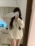 詩(shī)蒂淑春秋季外套女2025新款連帽碎花開衫小清新復(fù)古小個(gè)子學(xué)生休閑寬松 杏色 【春秋薄款】 M 曬單實(shí)拍圖