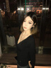 LDBE辣妹純欲風(fēng)V領(lǐng)長袖t恤女2025春季新款內(nèi)搭修身顯瘦黑色上衣打底衫 黑色 L 曬單實拍圖