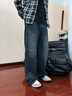 錯搭牛仔褲男士秋冬季加厚2025新款直筒寬松闊腿休閑加絨褲子男款男褲 復古藍 常規 XL 曬單實(shí)拍圖