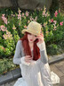 明月歸沙灘草帽子女2025新款夏天海邊遮陽(yáng)防曬太陽(yáng)帽草編度假涼帽大帽檐 米色 曬單實(shí)拍圖