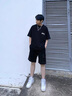 凱瑞姆科羅美式復古工裝褲男夏季寬松韓版潮流潮牌外穿休閑五分褲子運動(dòng)中褲 黑色 XL 曬單實(shí)拍圖