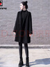 AEMAPE2025春秋加厚大衣女中長(cháng)款西裝領(lǐng)韓版小個(gè)子時(shí)尚毛呢外套上衣女 黑色  L _建議100-120斤 曬單實(shí)拍圖