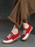 TLOUU頭層牛皮平底休閑鞋女松緊帶軟底運動(dòng)板鞋新款時(shí)尚女鞋透氣單鞋潮 紅色 39 曬單實(shí)拍圖