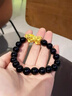 金萊緣黃金貔貅手鏈男士款999足金招財轉(zhuǎn)運珠皮丘手串送爸爸父親節(jié)禮物 8mm黑曜石【招財納?！考s1.5g 曬單實拍圖