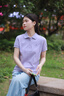 NAOTIEA納奧蒂爾小帆船短袖T恤上衣女2025夏季新款休閑寬松顯瘦POLO襯衫 香芋紫 XL （建議110-120斤） 曬單實拍圖