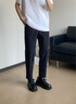GXG男裝 【涼感】四面彈小腳西褲通勤男長褲休閑褲 2025夏季新品 黑色 S 曬單實(shí)拍圖