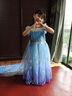 G.DUCKKIDS艾莎冰雪奇緣春夏新款?lèi)?ài)莎公主裙女孩生日禮服六一兒童節連衣裙 藍色給披風(fēng) 120 cm 曬單實(shí)拍圖