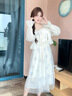 春乏連衣裙夏天女2025年新款甜美風(fēng)穿搭蕾絲吊帶裙拼接網(wǎng)紗長裙子 紫杏碎花連衣裙+防曬衣(套裝) S 曬單實拍圖