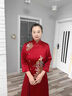 羅蒙（ROMON）喜婆婆婚宴裝婚禮大碼酒紅色媽媽裝旗袍春夏季新款 2087七分.袖 2XL 曬單實拍圖