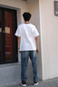 卡賓（CABBEEN）【寬松純棉】復古牛仔褲男2025夏季新款刺繡cleanfit直筒長褲 蔚藍色47 32 /180/XL 曬單實拍圖
