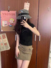 妙奕嘉黑色短袖t恤女夏季新款潮流正肩上衣女士高級(jí)感顯瘦洋氣高腰短t 黑色蝴蝶結(jié)燙鉆修身短袖 L 【建議105斤內(nèi)】 曬單實(shí)拍圖