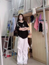 Foss Phil皺褶白色冰絲工裝褲男士春夏季薄款寬松直筒闊腿潮美式傘兵休閑褲 JCDM-K1302B白色 L 【建議110斤-130斤】 曬單實(shí)拍圖