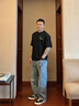 倉石一樹 KAZUKI KURAISHI倉石一樹潮牌簡約月球印花短袖T恤男士2025夏季休閑寬松情侶上衣 黑色 2XL 曬單實(shí)拍圖