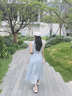 lagogo波嬉風(fēng)淺藍(lán)色無袖連衣裙女拉谷谷2025夏新款度假出游裙子 淺藍(lán)色 M 曬單實(shí)拍圖