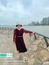 俞兆林中老年女裝媽媽金絲絨長袖連衣裙紅色喜婆婆禮服裙 Y51Q113 曬單實拍圖