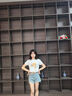 棉致美式復古顯瘦牛仔短褲女夏季外穿高腰運動(dòng)休閑破洞五分褲女士寬松 藍色【289高品質(zhì)26】 M 90-100斤 曬單實(shí)拍圖