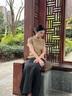 布符（Cloth Fu）布符2025夏黑色香云紗花瓣開衩半身裙女手工花扣通勤百搭復(fù)古優(yōu)雅 黑色 M 曬單實(shí)拍圖