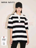 MISS SIXTY短袖T恤上衣女Polo領(lǐng)復古條紋寬松長(cháng)款落肩休閑運動(dòng)風(fēng) 白/黑 S 曬單實(shí)拍圖