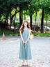 蠻丂法式吊帶連衣裙女2025夏季新款純色無袖背心長裙海邊度假掛脖沙灘 綠色XL（115-125） 曬單實(shí)拍圖