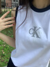 Calvin KleinJeans夏季女士休閑青春活力ck純棉撞色圓領(lǐng)無(wú)袖背心上衣T恤 YAA-月光白 XS 曬單實(shí)拍圖