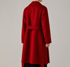衣香麗影長(cháng)款雙面呢大衣女系帶翻領(lǐng)毛呢大衣 紅色 L 曬單實(shí)拍圖