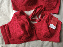 古今大胸顯小文胸本命年蕾絲性感薄款大碼女士?jì)纫戮蹟n文胸罩女式乳罩 紅色 80D 曬單實(shí)拍圖