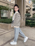 兜兜王國女童針織外套2025新款春裝毛衣女大童針織衫兒童春秋連帽開衫上衣 黑白條紋 140 曬單實(shí)拍圖