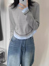 薩拉維夫條紋長袖t恤女2025春秋新款小個子短款收腰內(nèi)搭打底衫上衣 條紋 S 曬單實(shí)拍圖