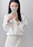 Amerpin國際一線(xiàn)品牌真絲襯衫女100%桑蠶絲高檔立領(lǐng)襯衫女繡花長(cháng)袖襯衣 白色（高檔禮盒包裝） L （建議110-120） 曬單實(shí)拍圖