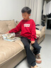 LEVI'S李維斯兒童套裝秋季男女童兩件套長袖長褲休閑秋裝 辣椒紅 曬單實拍圖