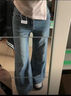 魯雅爾不貼腿闊腿牛仔褲女秋冬季高腰復古直筒寬松顯瘦小個(gè)子微喇叭褲子 藍色 常規 M 曬單實(shí)拍圖