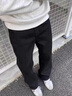 NASA LIKE官方美式水洗彈力牛仔褲男女春夏季寬松直筒休閑褲cleanfit微喇褲 黑色 XL （推薦145-160斤） 曬單實拍圖