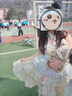 閃動(dòng)少女（SHANDONGSHAONV）桔梗愛(ài)神之約原創(chuàng  )lolita公主風(fēng)特風(fēng)掛脖吊帶連衣裙短裙蓬蓬裙 杏藍色【掛脖款】含拖尾 S 曬單實(shí)拍圖