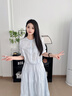 對(duì)白獨(dú)特鏤空刺繡圓領(lǐng)襯衫女2025夏季新款高級(jí)感氣質(zhì)純棉短袖上衣 藍(lán)灰色 M 曬單實(shí)拍圖