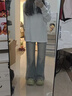 Jret小個(gè)子美式黃泥染微喇牛仔褲女夏季高腰顯瘦拖地做舊復古色喇叭褲 黃泥藍 小個(gè)款 身高144-155 XS 曬單實(shí)拍圖