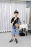 卡兔藍貓（KATULANMAO）兒童裝男童夏裝套裝2024新款夏款運動男孩夏季中大童薄款酷帥氣潮 黑色 150cm 曬單實拍圖