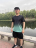 JEEP SPIRIT吉普運動(dòng)套裝男士夏冰絲速干衣健身t恤跑步短袖短褲羽毛球訓練服 黑綠 XL 曬單實(shí)拍圖