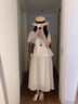 朗茵孕婦夏裝連衣裙2025新款寬松假兩件新中式遮肚雪紡白色長裙夏 杏色連衣裙 L建議115-130斤 曬單實拍圖