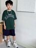諾帝卡/諾帝卡童裝 男童女t恤夏季兒童透氣短袖全棉大童春裝上衣衣服 墨綠-短袖（清倉價(jià)） 140 曬單實(shí)拍圖