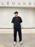 卡賓（CABBEEN）【重磅斜紋】條紋束腳休閑褲男2025夏季新款簡約黑色運動衛(wèi)褲 煤黑色01（舒適版型） L /175/50 曬單實拍圖