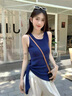 艾珠兒（Aizhuer）休閑褲女2025新款不規(guī)則上衣女夏季闊腿褲子套裝韓系感穿搭一整套 藍(lán)色上衣+杏色褲子【套裝】 M 曬單實(shí)拍圖