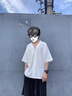 NYING冰絲白襯衫男士短袖25夏季新款日系潮牌薄款垂感休閑襯衣大碼寬松 白色 XL （130-150斤） 曬單實(shí)拍圖
