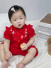 傳樂星女寶寶周歲禮服春夏服公主百日宴0-2周歲抓周衣服喜慶紅色套裝 夏季短袖單件衣褲-繁花蝶舞 常規(guī) 90 CM（20-24斤/12-24月） 曬單實拍圖