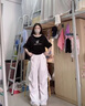 Foss Phil皺褶白色冰絲工裝褲男士春夏季薄款寬松直筒闊腿潮美式傘兵休閑褲 JCDM-K1302B白色 L 【建議110斤-130斤】 曬單實(shí)拍圖