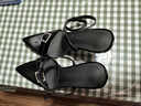 儷韻小屋（LiYunHouSe）春夏尖頭細跟水鉆搭口露趾一字涼鞋時(shí)尚高跟鞋楊樹(shù)林 黑色六公分 34 曬單實(shí)拍圖