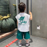 酷樂羊哪吒男童無袖夏裝套裝2025新款酷帥男孩薄款背心時髦寶寶夏季衣服 白色 亮燈 110 曬單實拍圖