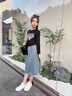 G.DUCKKIDS小黃鴨女童牛仔半身裙洋氣休閑兒童裙子中大童女孩韓版夏薄款短裙 藍(lán)色 130 cm 曬單實(shí)拍圖